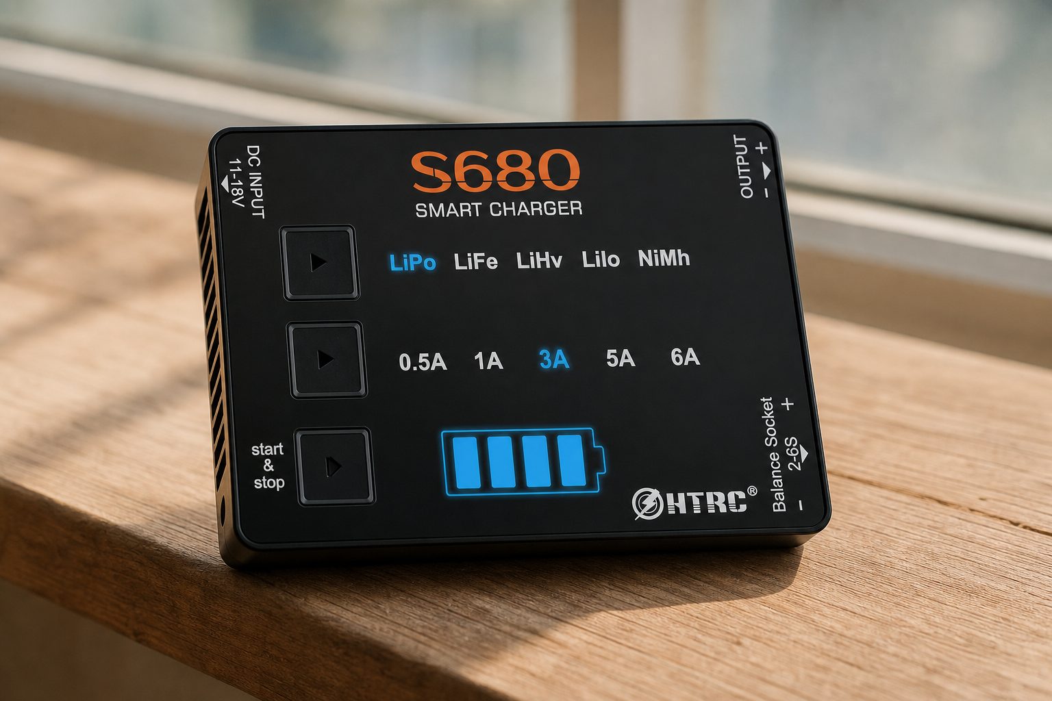 HTRC S680 je 80 W / 6 A RC nabíjačka pre 1–6S LiPo, LiHV, LiFe a Li-ion aj 1–15S NiMH
